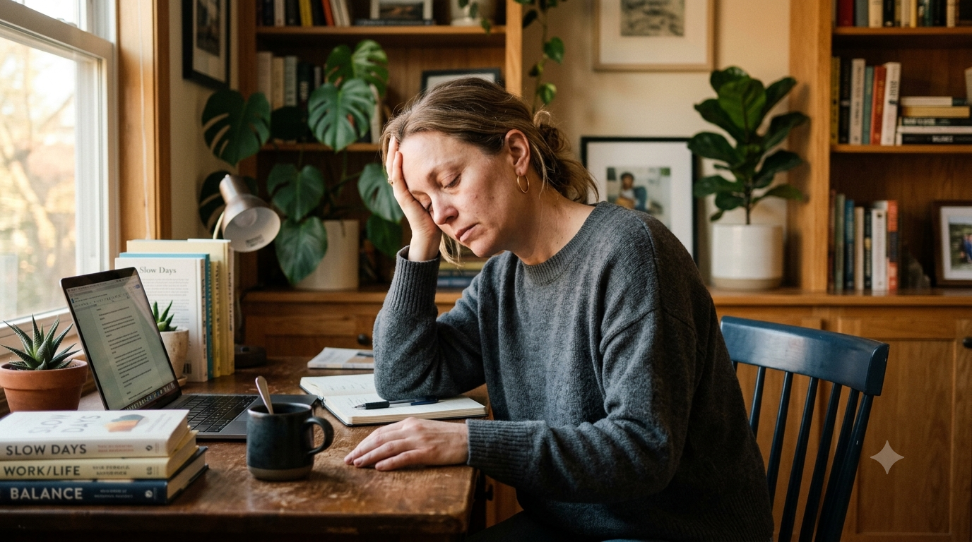 Woman exhausted at desk — understanding the real causes of chronic fatigue