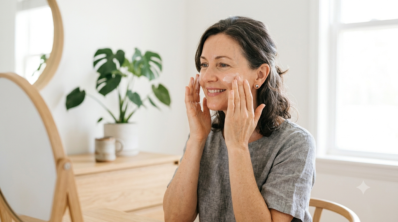 Woman applying face cream — the science-backed anti-aging skin routine